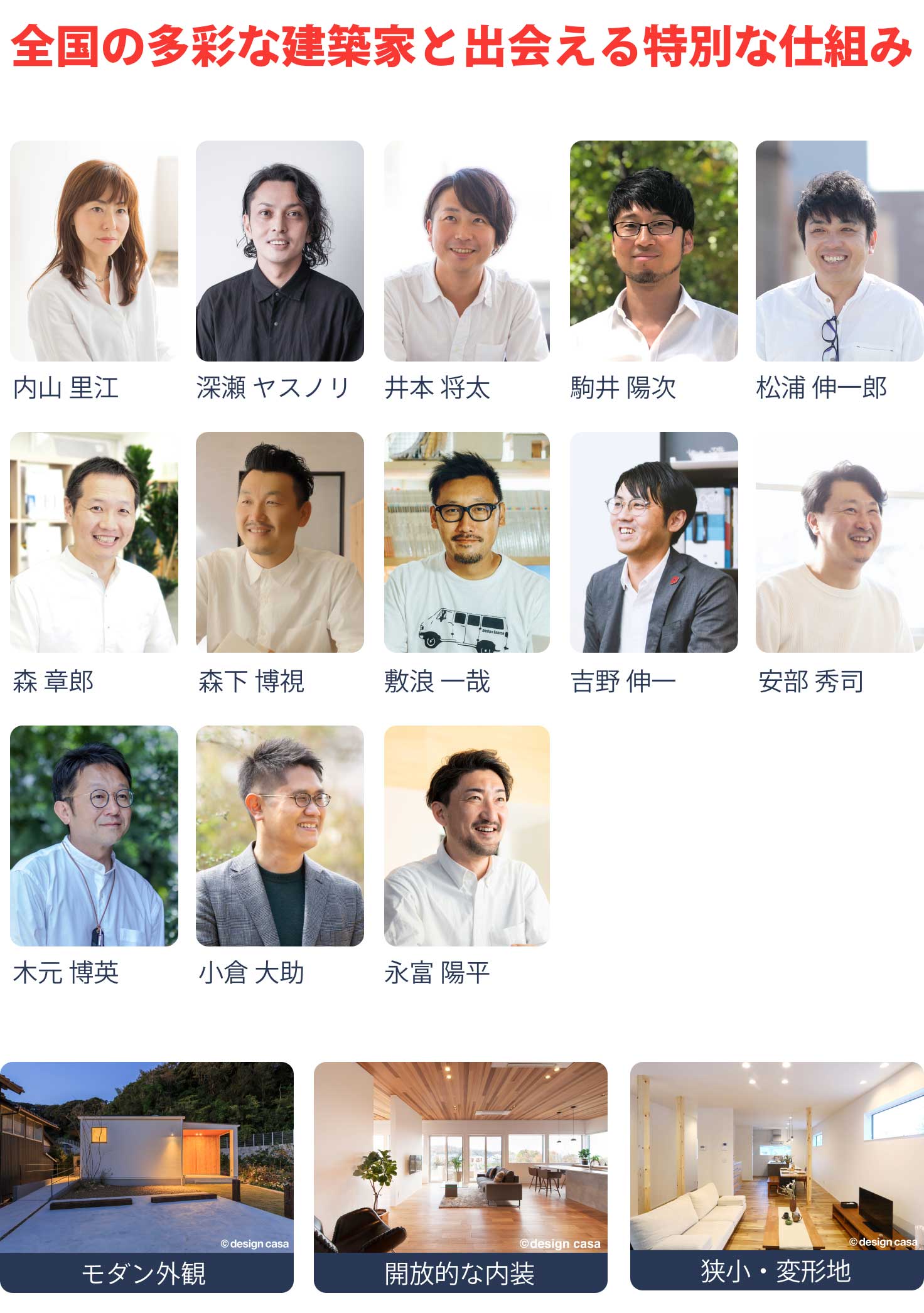 全国の多彩な建築家と出会える特別な仕組み